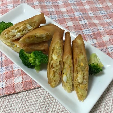 キャベツと貝柱の春巻き