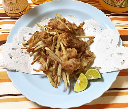 ゴボウと豚肉のつまみ揚げ